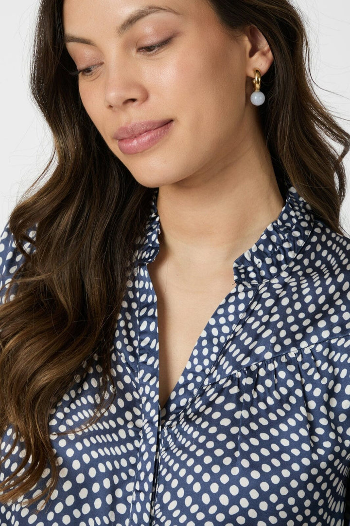 Neo Noir - Diana Vibrant Dot Blouse 163423 - 141 - Navy