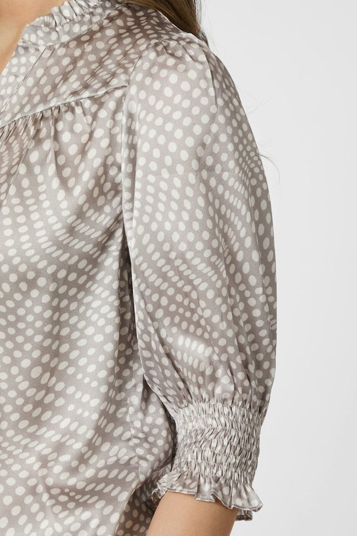Neo Noir - Diana Vibrant Dot Blouse 163423 - 661 - Light Taupe