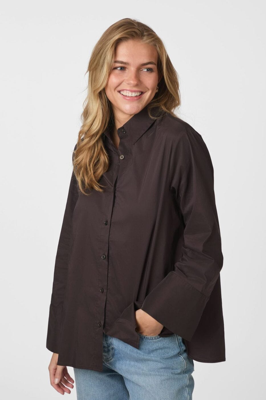 Neo Noir - Dita Poplin Shirt 166159 - 584 - Chocolate Brown