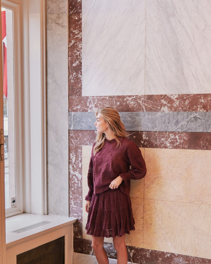 Neo Noir - Ebba S Voile Blouse 163142 - 174 - Burgundy Bluser 