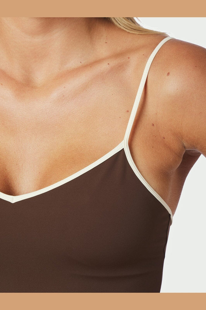 Neo Noir - Felice Solid Contrast Swimsuit 167795 - 434 - Dark Brown/Creme