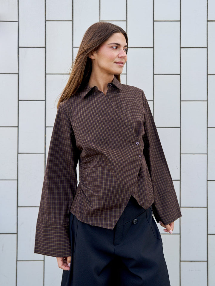 Neo Noir - Fenli Small Check Shirt 170086 - 673 - Aubergine Skjorter 