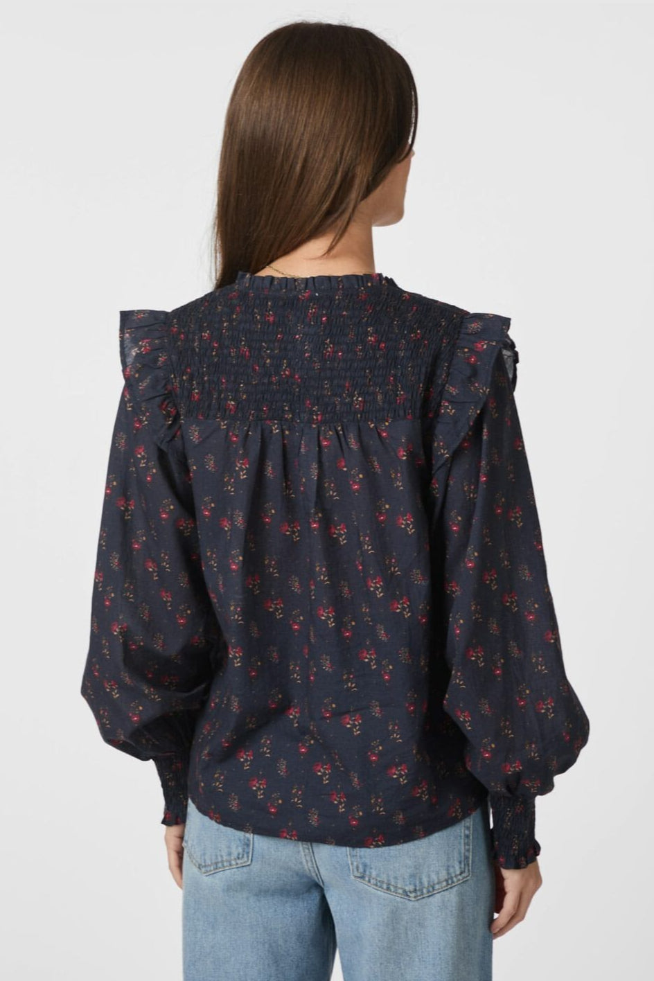 Neo Noir - Filja Fine Print Blouse 166551 - 702 - Dark Navy