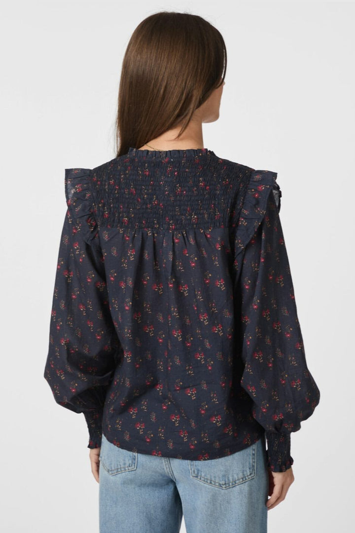 Neo Noir - Filja Fine Print Blouse 166551 - 702 - Dark Navy