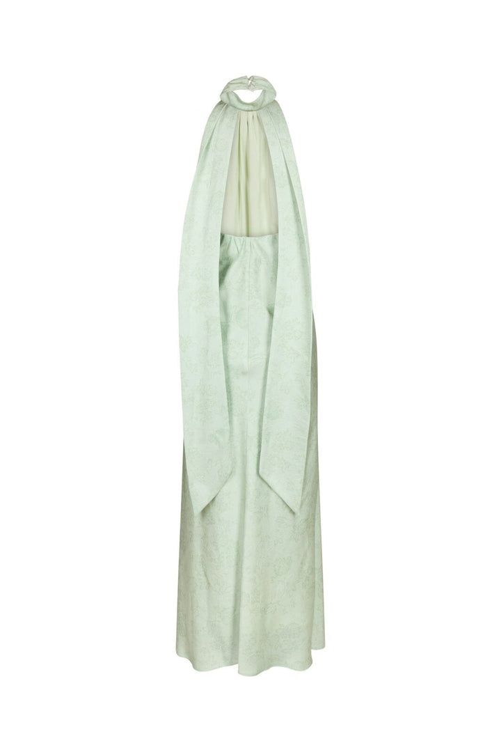 Neo Noir - Fiona Pattern Satin Dress 168367 - 154 - Light Green