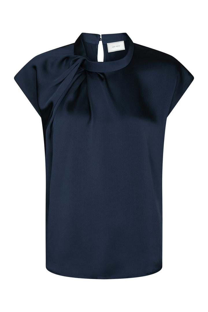 Neo Noir - Fleur Drapy Satin Blouse 160990 - 141 - Navy