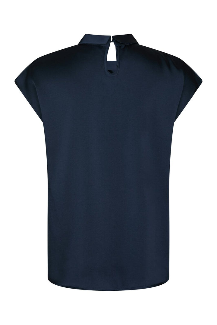 Neo Noir - Fleur Drapy Satin Blouse 160990 - 141 - Navy