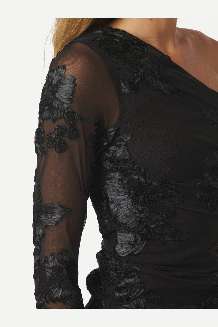 Neo Noir - Friana Big Flower Mesh Blouse 167272 - 100 - Black