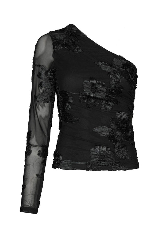 Neo Noir - Friana Big Flower Mesh Blouse 167272 - 100 - Black