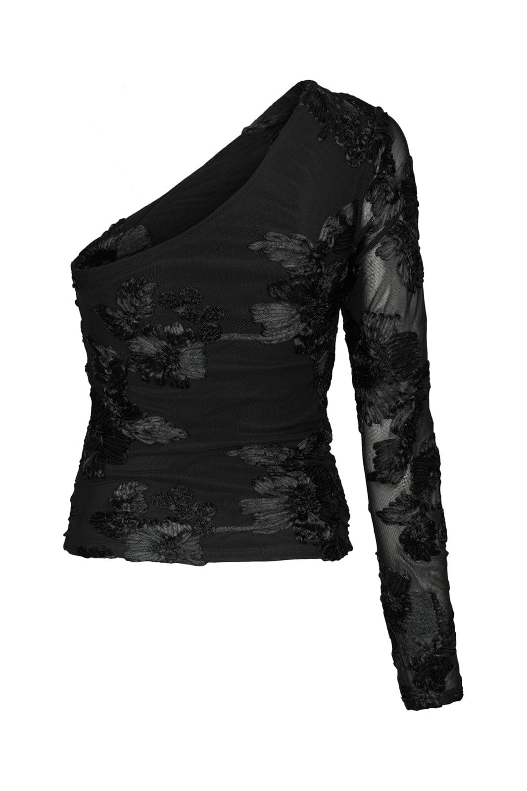Neo Noir - Friana Big Flower Mesh Blouse 167272 - 100 - Black