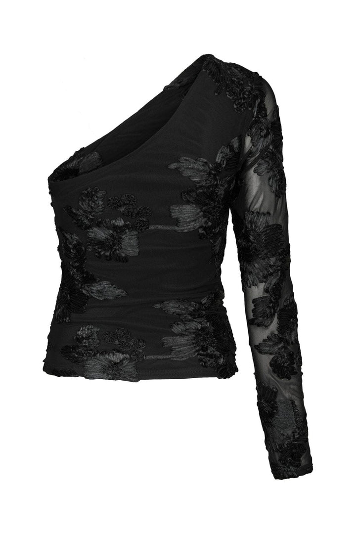 Neo Noir - Friana Big Flower Mesh Blouse 167272 - 100 - Black