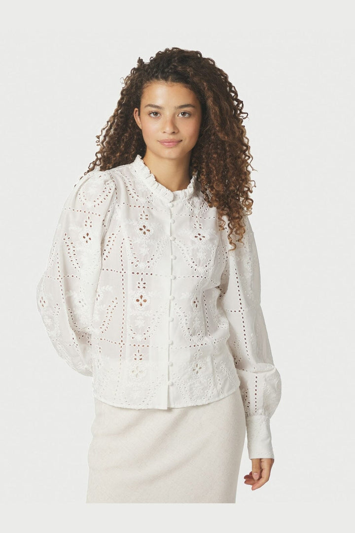Neo Noir - Gilda Embroidery Blouse 167828 - 120 - White