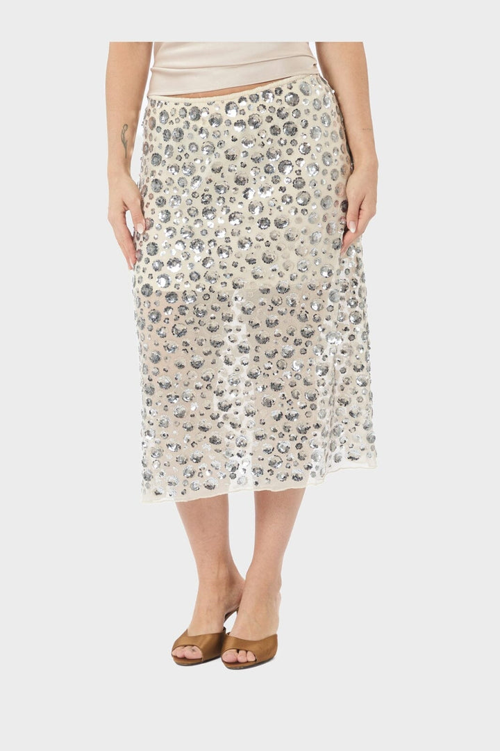 Neo Noir - Gilla Flower Sequins Skirt 167537 - 122 - Creme
