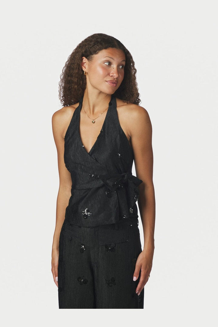 Neo Noir - Harlen Sequins Halterneck Top 170552 - 100 - Black