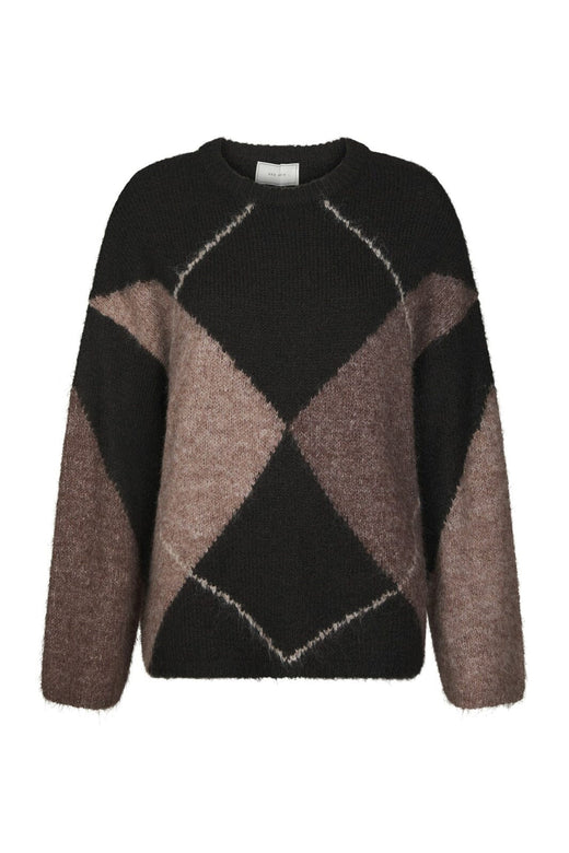 Neo Noir - Inga Check Fluff Knit Blouse 165205 - 676 - Dark Brown