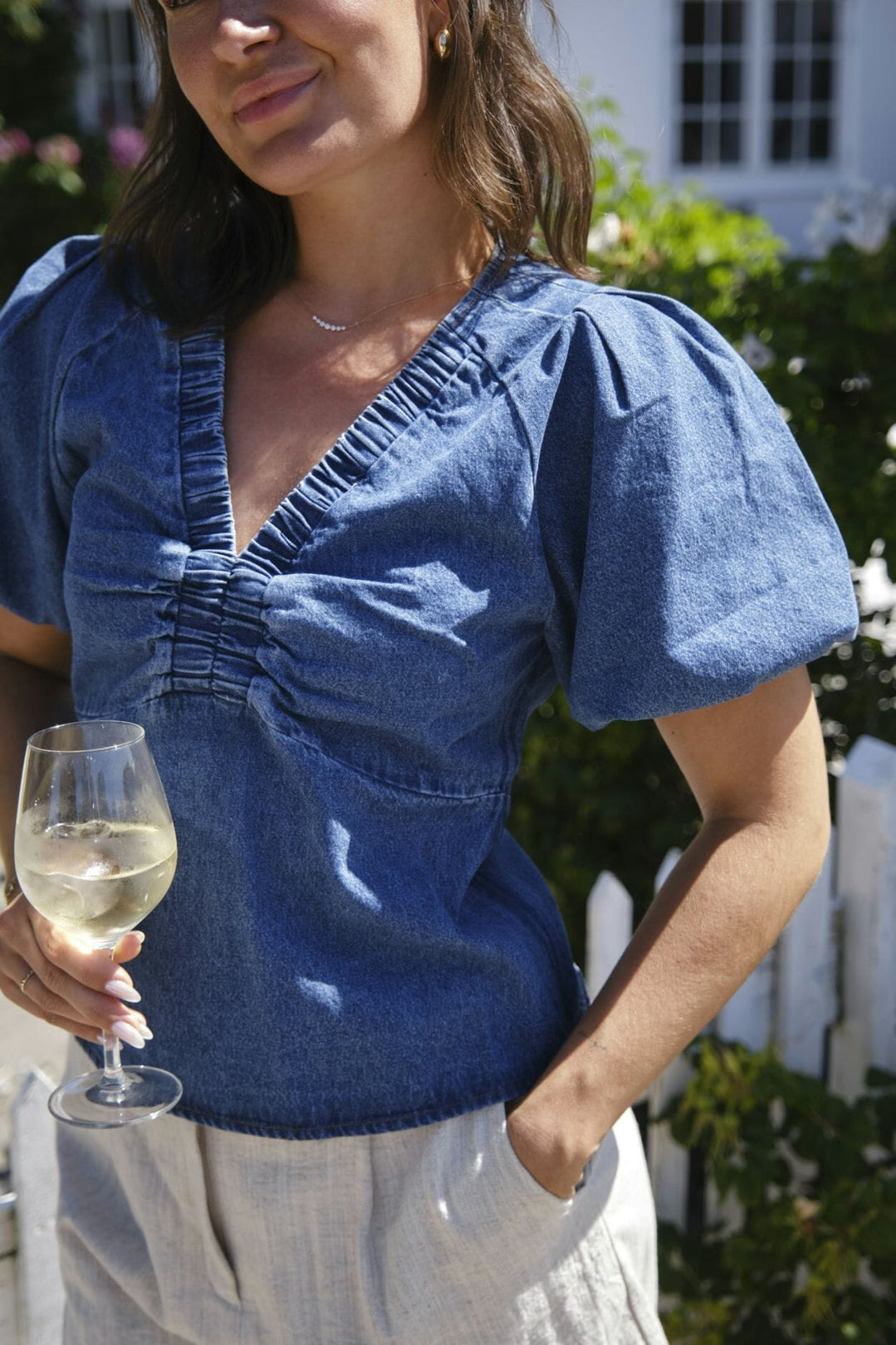 Neo Noir - Irina Denim Blouse 166512 - 140 - Blue Bluser 