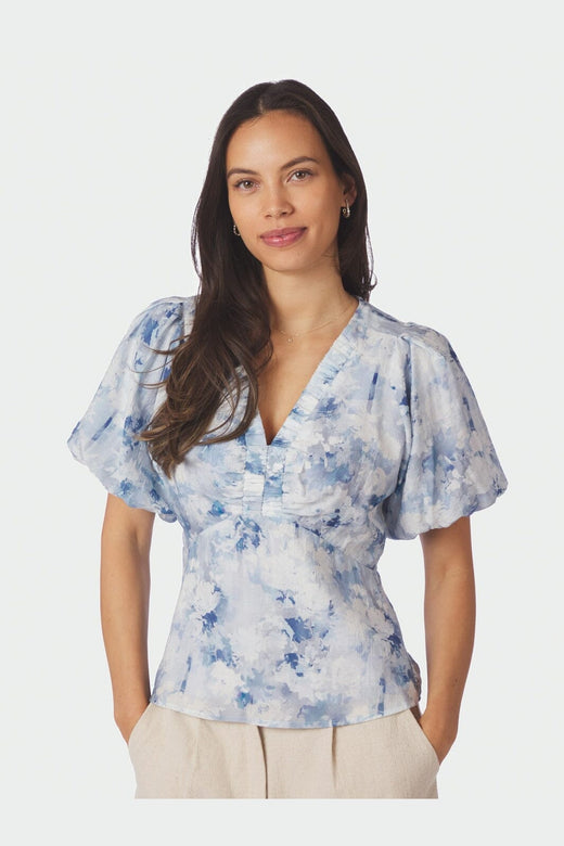 Neo Noir - Irina Floral Fusion Blouse 168968 - 140 - Blue
