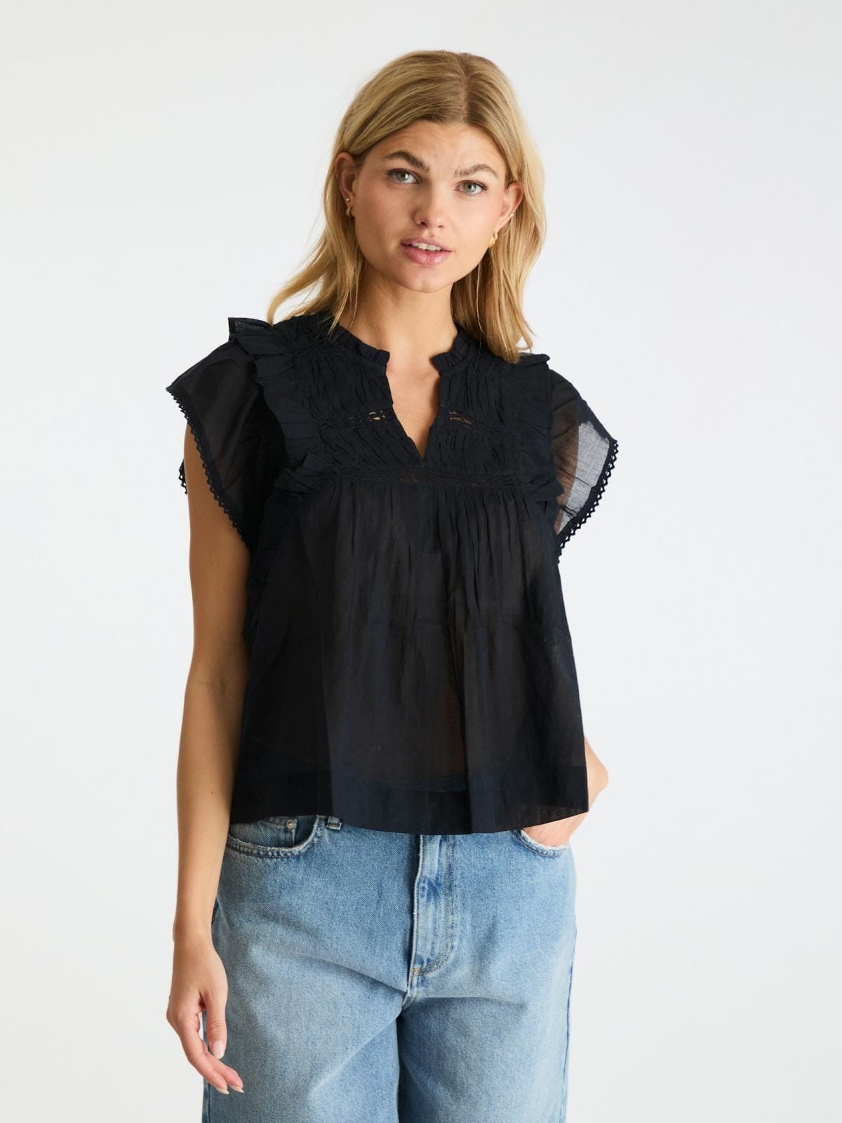 Neo Noir - Elvena S Voile Top 169066 - 676 - Dark Brown