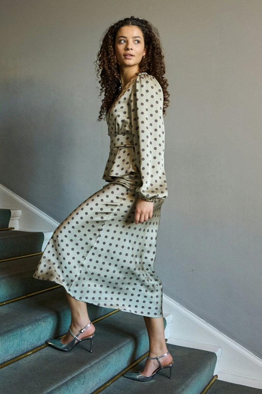 Neo Noir - Jellima Dotted Blouse 167743 - 236 - Pistachio Bluser 