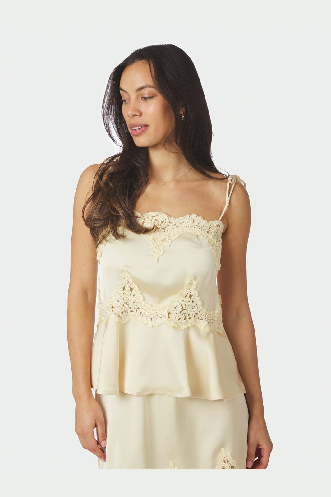 Neo Noir - Kaela Heavy Sateen Lace Top 168290 - 191 - Light Yellow
