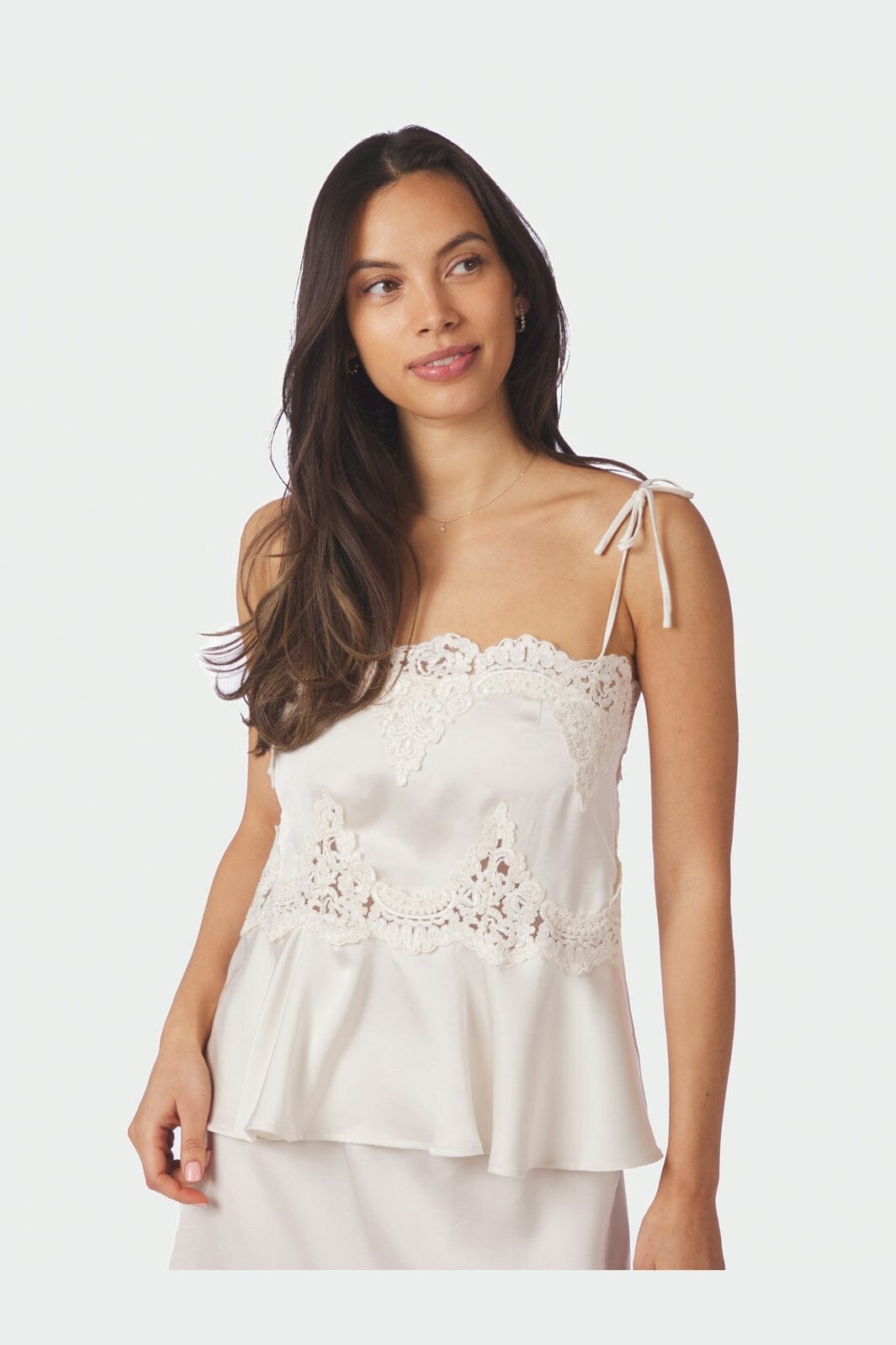 Neo Noir - Kaela Heavy Sateen Lace Top 168290 - 621 - Pearl