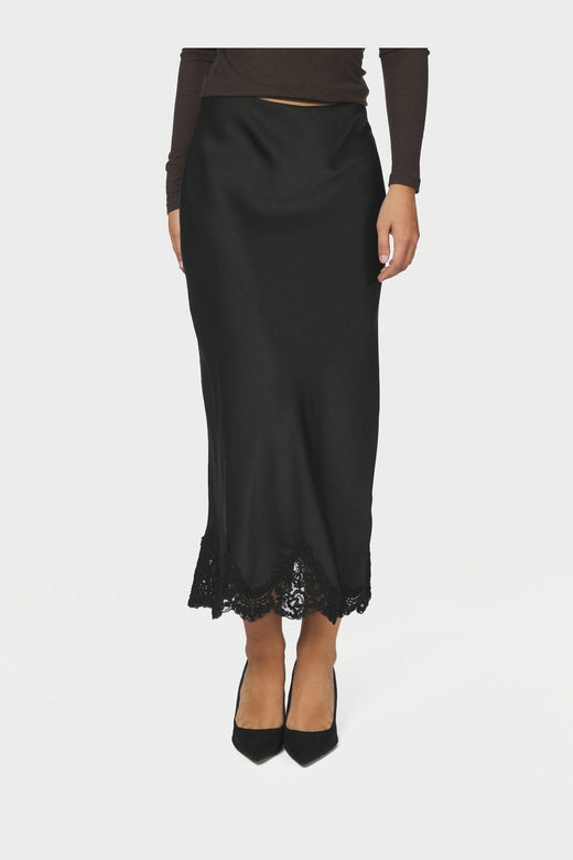 Neo Noir - Kallista Heavy Sateen Lace Skirt 171263 - 100 - Black