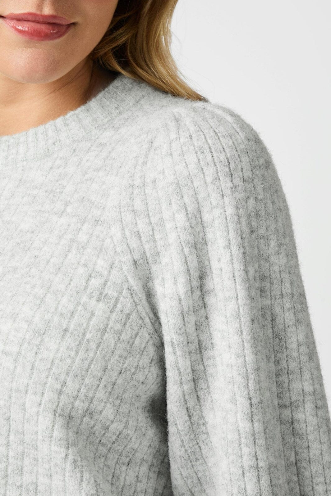 Neo Noir - Kelsey Knit Blouse 164539 - 103 - Light Grey Melange