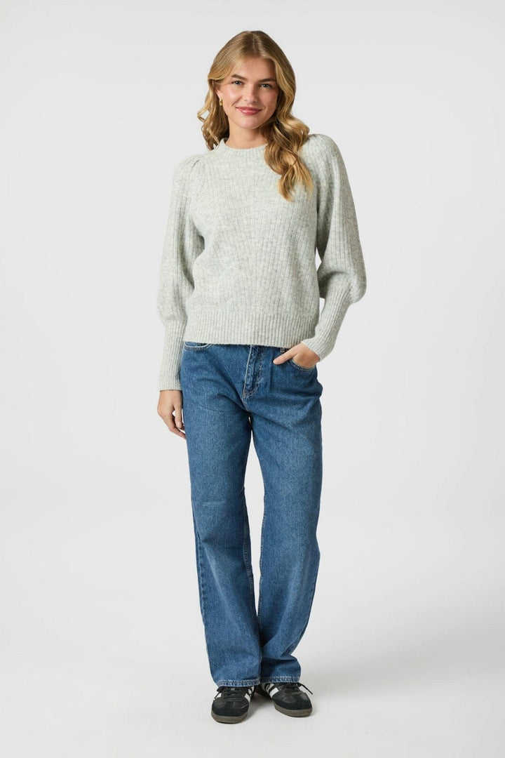 Neo Noir - Kelsey Knit Blouse 164539 - 103 - Light Grey Melange