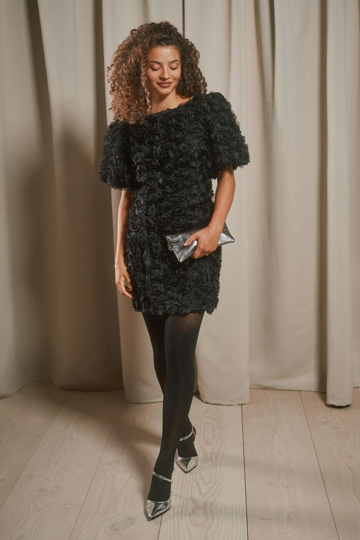 Neo Noir - Kerina Flower Dress 171172 - 100 - Black