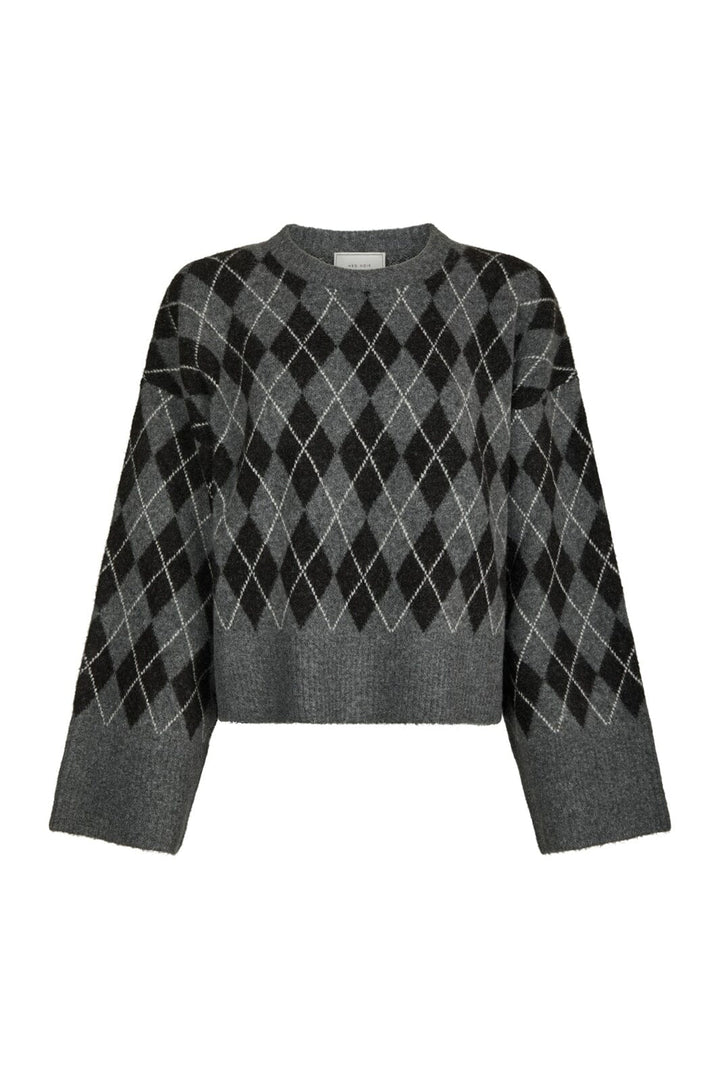Neo Noir - Kick Check Knit Blouse 165204 - 132 - Antracit