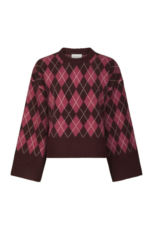 Neo Noir - Kick Check Knit Blouse 165204 - 682 - Wine