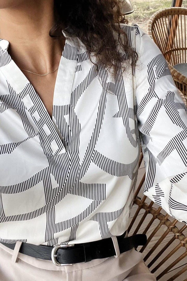 Neo Noir - Landa Line Shapes Blouse - Off White Bluser 
