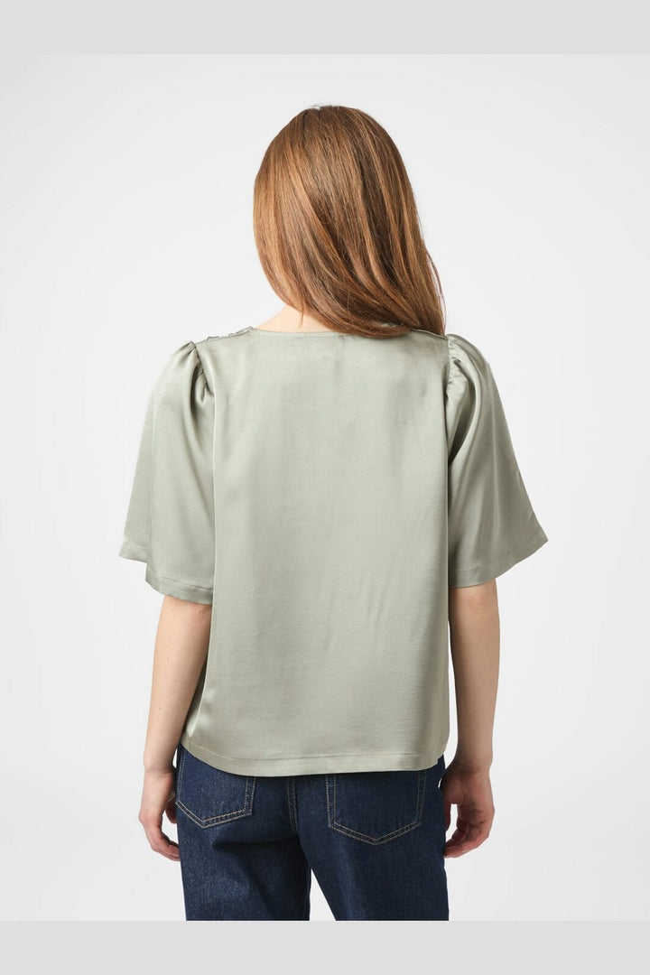 Neo Noir - Largo Heavy Sateen Blouse 160108 - 627 - Smoke Green
