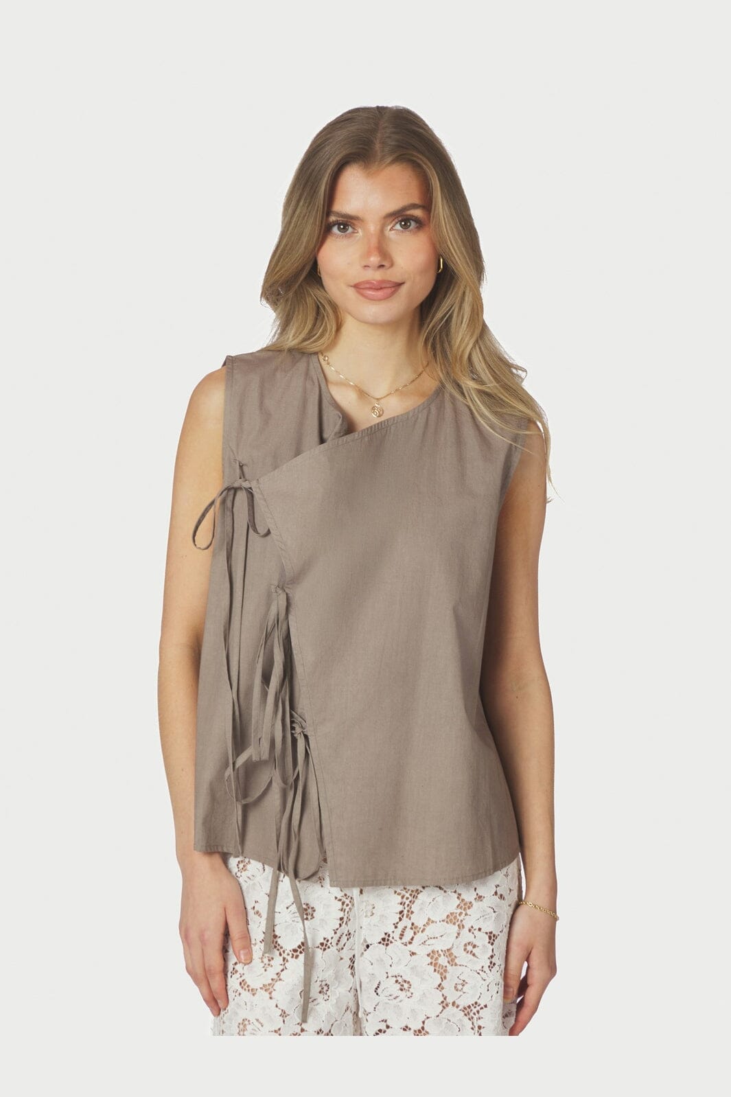 Neo Noir - Lasa C Poplin Top 168962 - 214 - Taupe