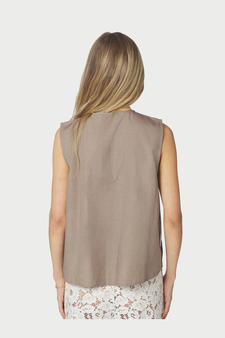 Neo Noir - Lasa C Poplin Top 168962 - 214 - Taupe