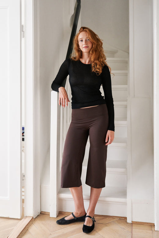 Neo Noir - Lauri Wide Capri Pants 171241 - 676 - Dark Brown Bukser 