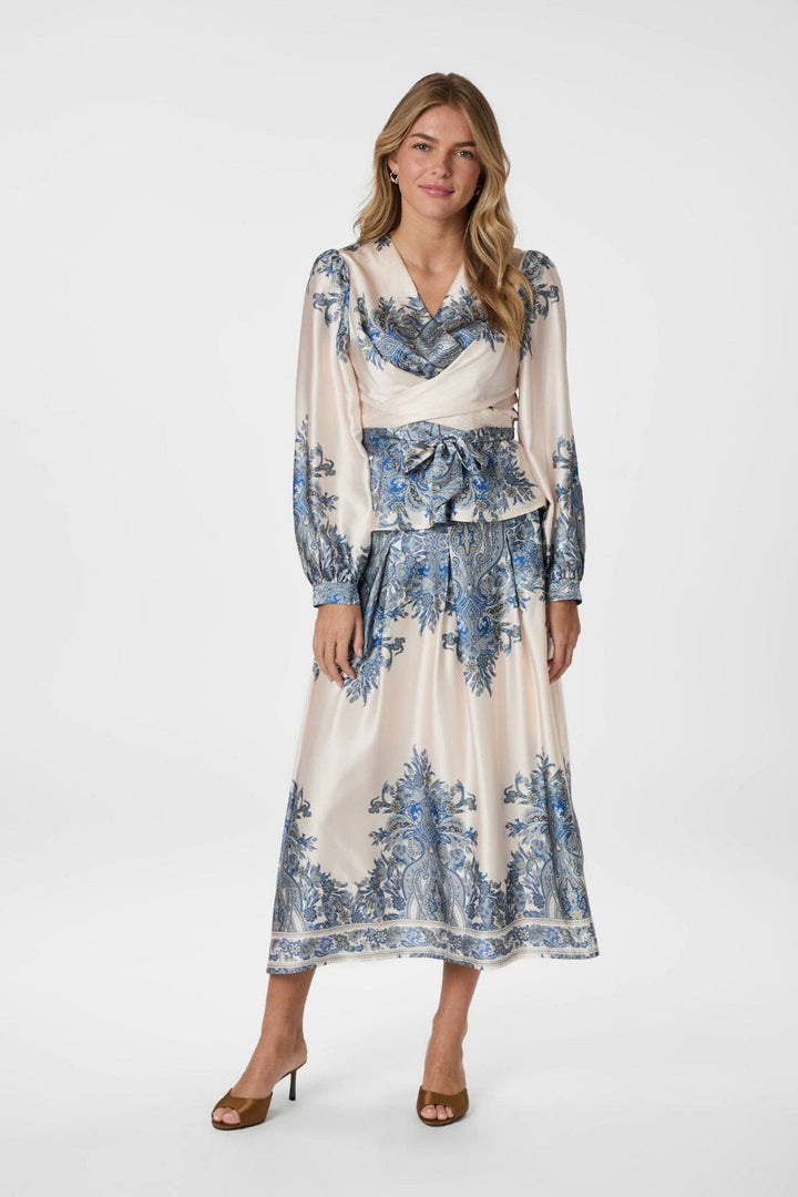 Neo Noir - Lenni Paisley Border Skirt 166205 - 348 - Ash Blue