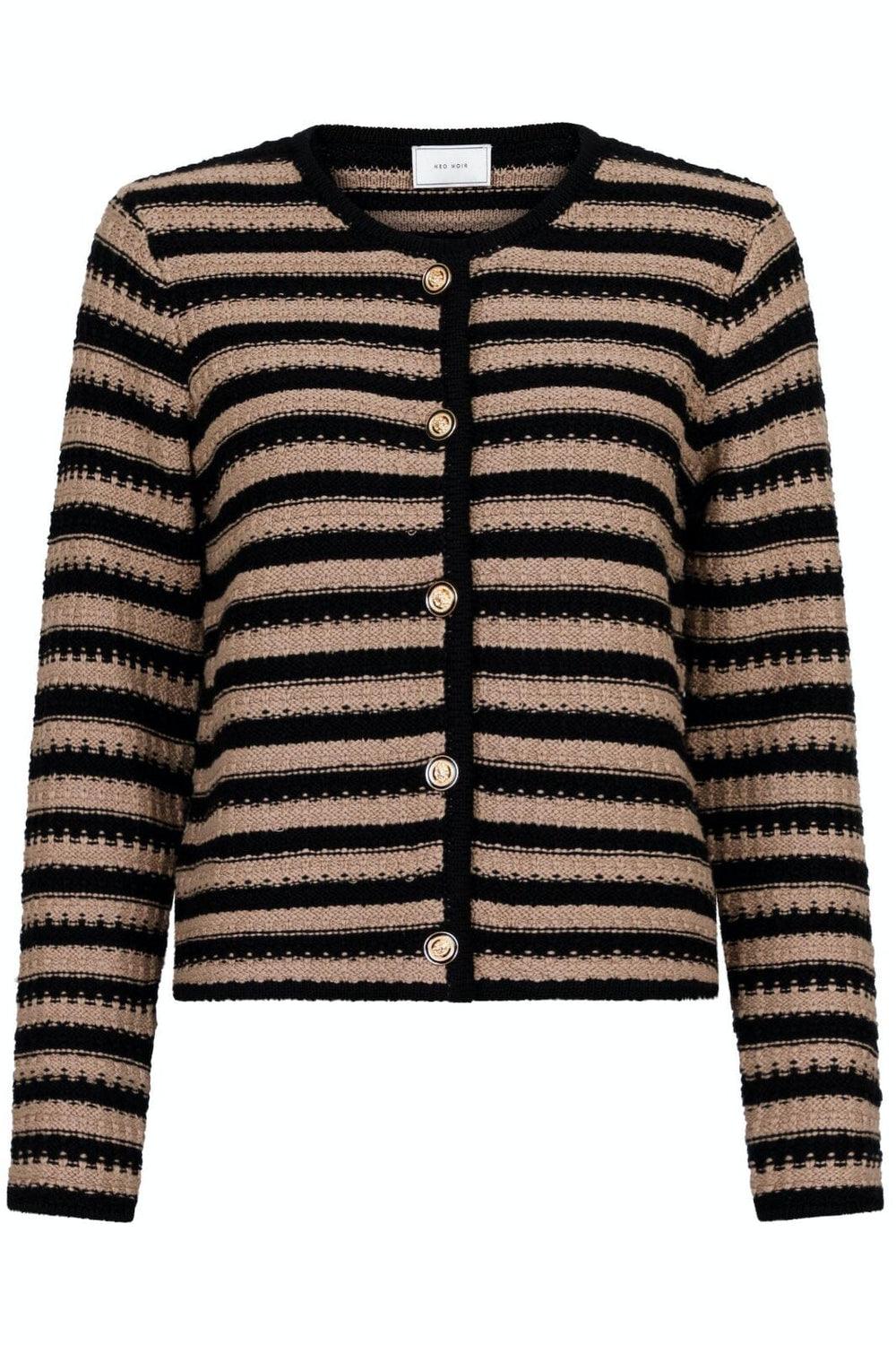 Neo Noir - Limone Stripe Knit Jacket - Taupe Cardigans 