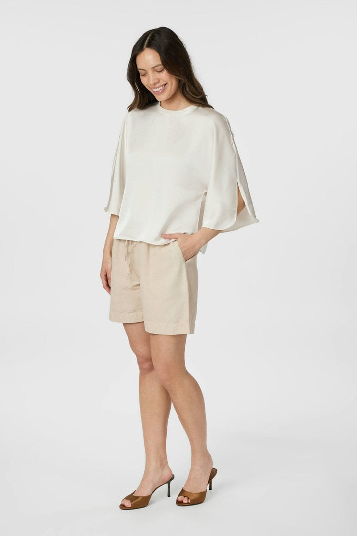 Neo Noir - Liora Heavy Sateen Blouse 165567 - 621 - Pearl