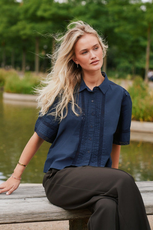 Neo Noir - Lotte C Poplin Shirt 169838 - 141 - Navy Skjorter 