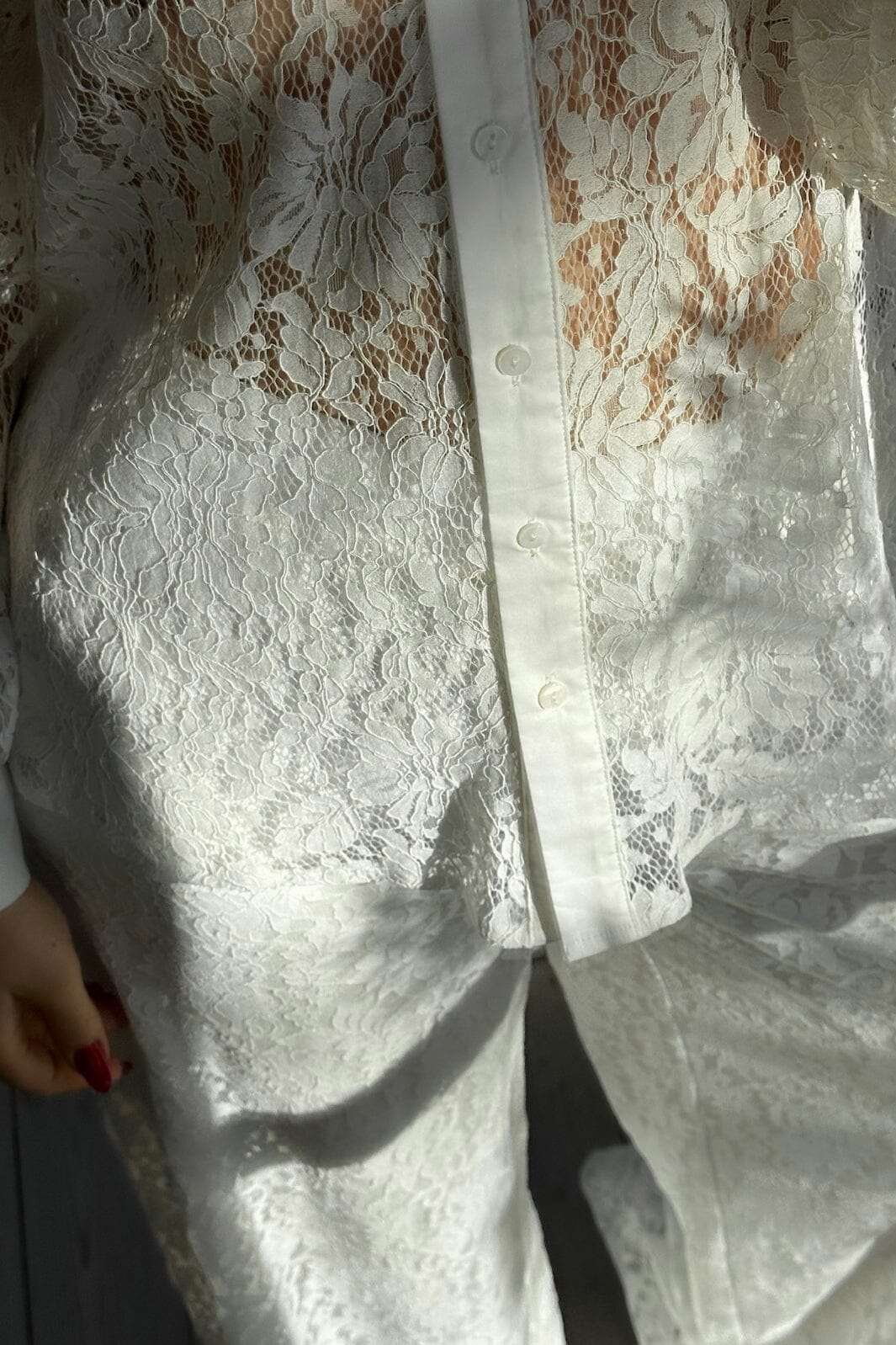 Neo Noir - Mae Lace Shirt - White Skjorter 