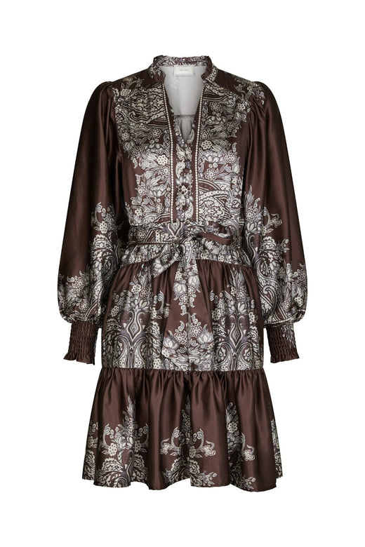 Neo Noir - Malfida Paisley Border Dress 166210 - 676 - Dark Brown