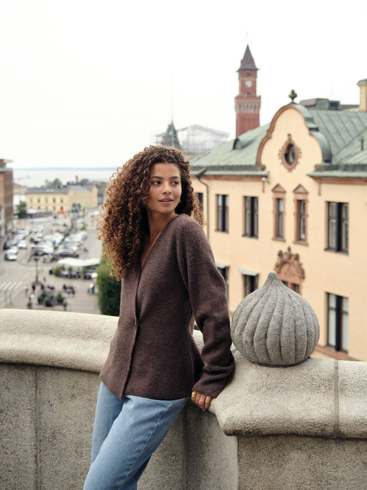 Neo Noir - Marie Louise Knit Cardigan 162031 - 205 - Brown Melange Cardigans 