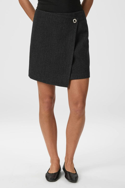 Neo Noir - Marisi Herringbone Skirt 165687 - 104 - Dark Grey