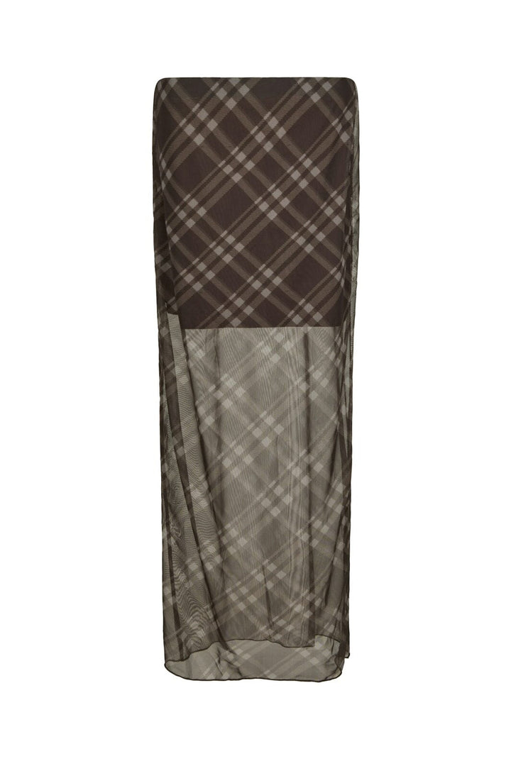 Neo Noir - Marlise Check Mesh Skirt 167207 - 676 - Dark Brown