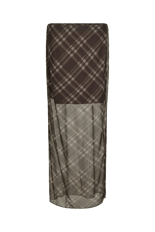 Neo Noir - Marlise Check Mesh Skirt 167207 - 676 - Dark Brown