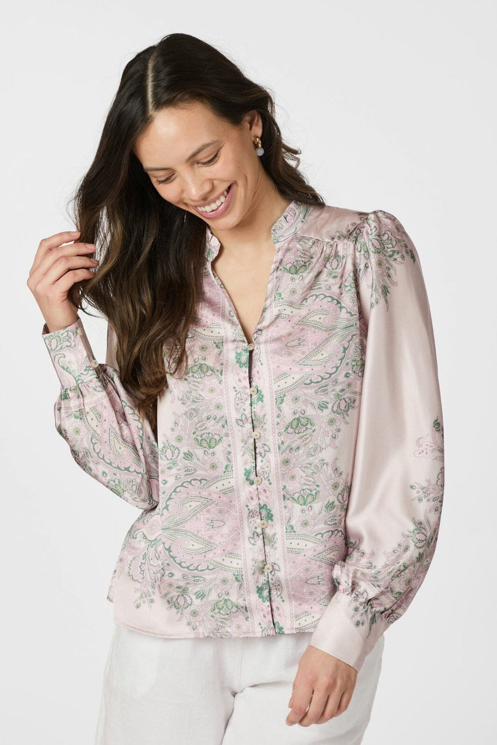 Neo Noir - Massima Paisley Border Blouse 160960 - 165 - Rose