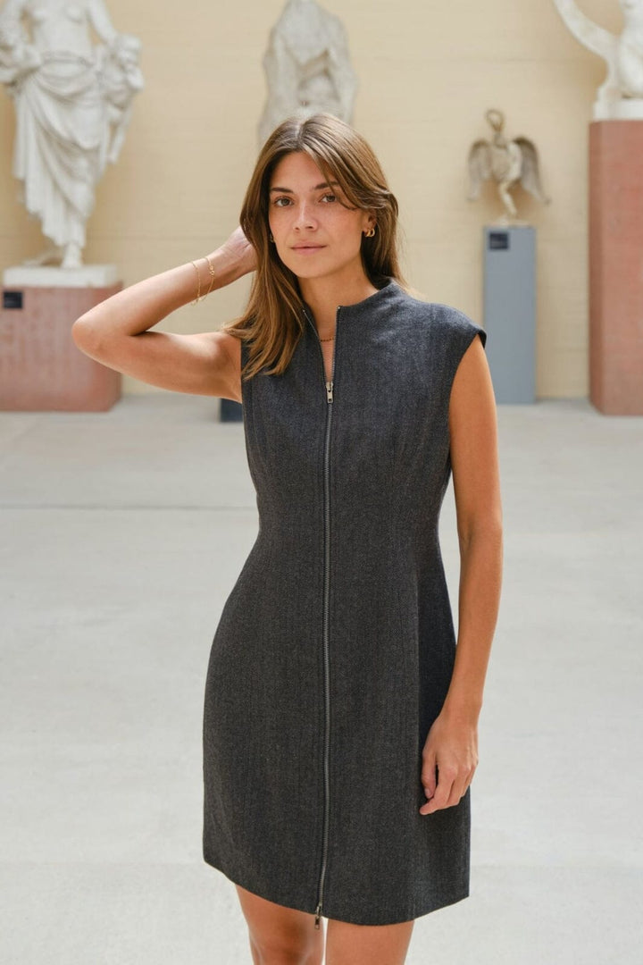 Neo Noir - Melville Herringbone Dress 166190 - 132 - Antracit Kjoler 