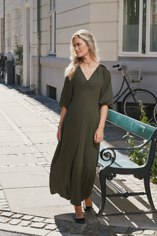 Neo Noir - Meriel Structure Solid Dress 170305 - 151 - Army Kjoler 