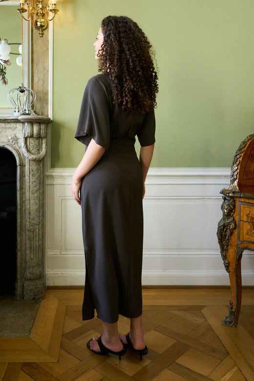 Neo Noir - Miloine Drape Dress 166132 - 676 - Dark Brown Kjoler 